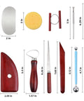 18 Piece Clay Sculpting Tools Set for Pottery and Sculpting with Wooden Handles, various tools displayed with measurements.