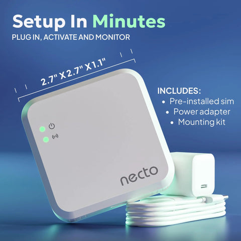 RV Pet Temperature Monitor With Cellular Coverage No WiFi Needed Remote Power Outage And Temp Sensor With App Alerts For Home Safety And Server Room Monitoring Includes 1 Year Subscription, 2.7 x 2.7 x 1.1 inch device and power adapter