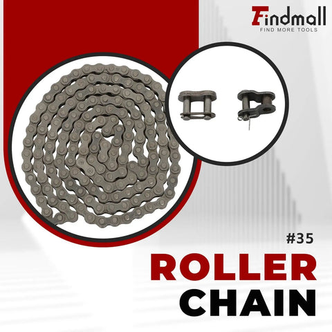 Heavy Duty 35 Roller Chain Kit, 160 Links, 5 Feet, Includes 2 Connecting Links And 1 Offset Link, Fits Go Kart And Mini Bike