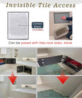 No Hassle Waterproof Drywall Access Panel Featuring Sleek Concealed Tile Finish For HVAC Systems And Sprinkler Valves Custom Size Flush Mount Door shown with cement board inset.