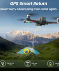 4K Drone With Camera For Beginners Easy To Fly Foldable GPS FPV Quadcopter displayed with smart return feature in mountain landscape