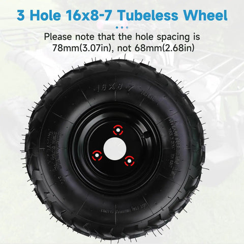 Go Kart Tire With Rim 16x8-7 Replacement For Coolster 110cc 125cc 150cc ATVs And Quad Go Karts Beefy All Terrain Wheel