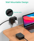 12 In 1 Power Strip With USB C And USB A Ports 8 Outlets 4 USB Ports Flat Plug Wall Mount Surge Protector on desk, wall mounted