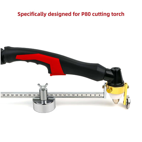 Magnetic Circle Cutting Guide with compass wheel jig and P80 torch attachment for plasma cutters, adjustable 10 to 100 cm diameter.
