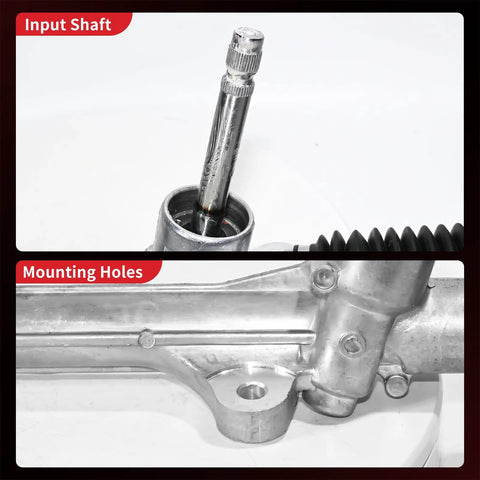 Fresh From The Shelf Manual Steering Rack And Pinion Assembly Direct Drop In For Kia Soul 2014 Through 2019 Gas Or 2.0 Motor, input shaft and mounting holes.