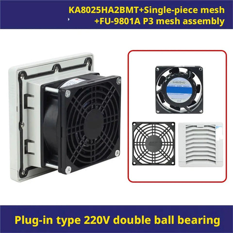 80x80x25mm Axial Flow Cooling Fan For Industrial Cabinets 220V Power 0.10 0.06A Draw High Airflow Ventilation Fan For Electronics, front view