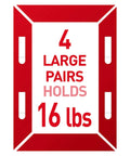 Graphic of 4 large pairs of strips holding 16 lbs, for Heavy Duty Large Picture Frame Hanging Strips White Holds 16 Lbs 24 Pairs Total