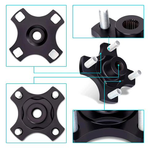 EZGO RXV Rear Wheel Hub Flange Plate Pair for 2008 Up Golf Carts, showing detailed hub design and multiple angles