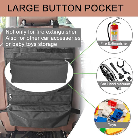 Backseat Organizer With Car Fire Extinguisher Storage And MOLLE Panel Back Seat Cover for F150 Truck with large pocket