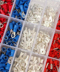 Get This Super Dope 1000Pc Insulated Crimp Terminals Assortment Kit With 24 Types Of Electrical Wire Connectors For All Your Cable Cord Pin Spade Fork Ring And Grounding Needs To Keep Things Tight. Assorted insulated crimp terminals in red and blue organizer boxes