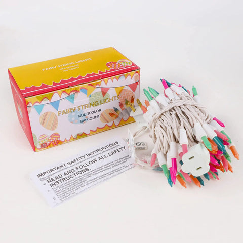 Easter String Lights 50 Count White Wire Pastel Fairy Lights Multicolor 11.5 Ft 120V UL Certified with packaging