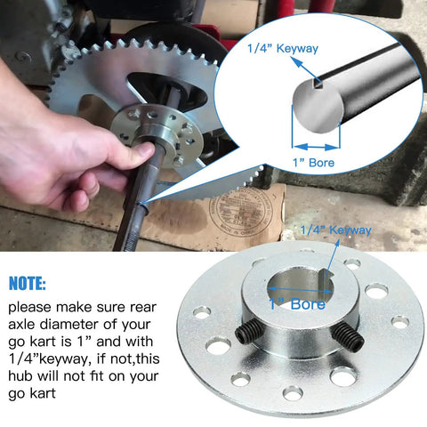 Installing Beefy 8 Hole 48 Tooth Chain Sprocket Hub for Predator 212cc Go Kart with 1 Inch Bore and Keyway