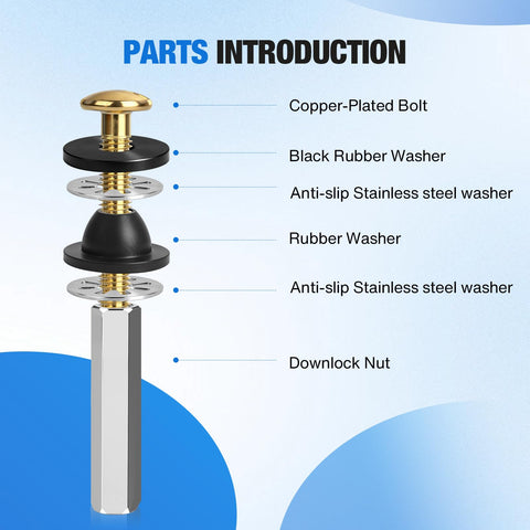 Universal Toilet Seat Bolt Kit With Copper Plated Screws Long Lock Nuts And Rubber Washers parts diagram