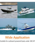 Various boats using Outboard Boat Steering Kit With 13.5 Inch Aluminum Wheel 18 Foot Hoses And 6.9 MPa 1000 PSI Helm Pump Built Tough