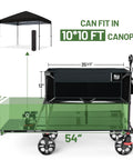 Heavy Duty Folding Double Decker Wagon With Brakes showing 54-inch shelf and 10x10 ft canopy compatibility