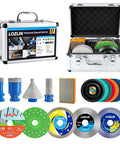 17 Piece Wet Dry Diamond Hole Saw Kit With Turbo Blades For Porcelain Marble Concrete Tile Drilling Fits Angle Grinder And Drill