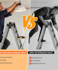 Comparing Heavy Duty Foldable Ladder Platform With Rock Solid Anti Slip Work Shelf Alloy Steel Step Attachment in use for different tasks.