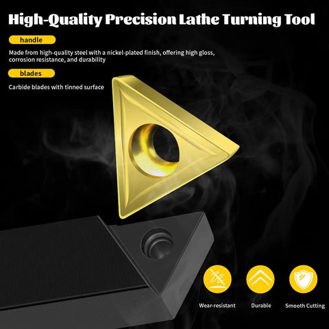 Indexable Carbide Lathe Tool Holder Set Five Pieces With Tin Coated Inserts Half Inch Shank For Turning Grooving Threading And Boring show