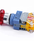 Heavy Duty 22mm LED Emergency Stop Push Button Switch With 1 NC 1 NO Contacts And 6 Terminals 110 120V Indicator Latching Panel