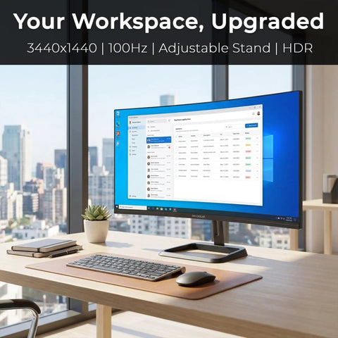 34 Inch Curved Ultrawide Monitor Dope For Your Desk Setup With 3440x1440 WQHD, 100 Hertz Refresh Rate, 1 Millisecond Response Time