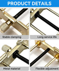 Close-up details of Aluminum Alloy Watch Movement Holder Kit showing clamping, adjustment, and metal structure features.