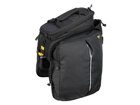 MTX Trunk Bag DXP For Bikes with expandable top and side panniers, made of weatherproof 600 denier polyester, 22.6L capacity.