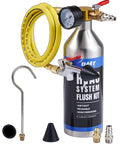 AC Flush Kit With 33.5 Oz Stainless Tank, HVAC Flushing Tool Set for R134a R12 R22 R410a R404a, One Quarter Inch Adapter, 3.3 Ft Nylon Hose