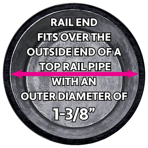 Image showing a Top Rail End Cap For Chain Link Fence Black Powder Coated One And Three Eighths Inch Outside Diameter Top Rail Fits CQ20 DQ40 Pipe