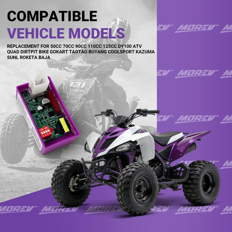 4 Pin DC CDI Ignition Module Replacement for ATV Dirt Bike Scooter and Go Kart with Dual DIP Switch and quad compatibility