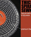 Close-up of Denim Buffing Wheels Eight Inch By Five Eighth Inch Arbor With Thick Spiral Sewn Design for High Pressure Polishing.