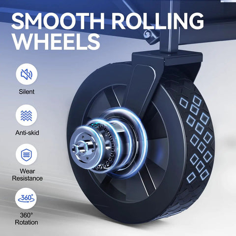 Close-up of rugged wheels from Collapsible Folding Wagon With 180lb Capacity Lightweight Utility Cart, showing anti-skid features.
