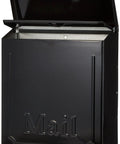Black Townhouse Wall Mount Mailbox With Hidden Locking Compartment And Two Keys Rust Resistant Galvanized Steel Construction