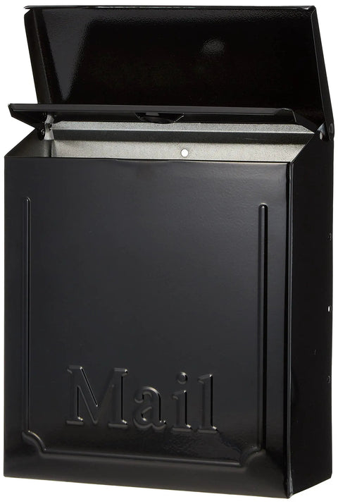 Black Townhouse Wall Mount Mailbox With Hidden Locking Compartment And Two Keys Rust Resistant Galvanized Steel Construction