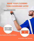 Man using Three Pack Razor Blade Scraper Set With 60 Blades Long Handle Double End Plastic Scrapers And Metal Blades