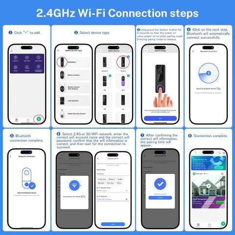 Installation steps for 1080P WiFi Video Doorbell Camera Battery Powered With Smart AI Human Detection And Motion Alerts, Two Way Talk, Night Vision