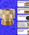 5 Pack Lead Free Brass 3/4 Inch MHT Hose Bibb Connector Backflow Preventer Vacuum Breaker Anti Siphon Fitting with set screws details