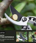 Effortless Pruning Shears For Gardeners With Safety Lock And Sharp SK5 Steel Blade Up To One Inch Cut Capacity cutting a branch