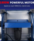 1800W powerful motor of Badass Retractable Table Saw Featuring A Kicker 1800 Watt Motor for clean cuts, highlighted from above.