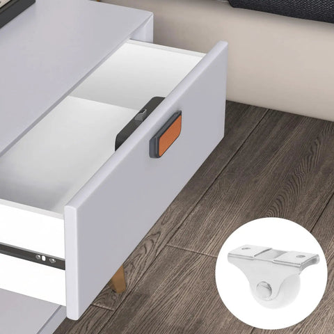 Directional Caster Wheel 12pcs Inch White PP for Furniture DIY on a drawer with modern design and flat plate.