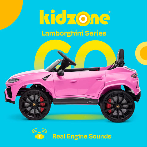 Lamborghini Urus Licensed 12V Ride On Car For Kids With Parent Remote Realistic Open Doors LED Headlights Pink Side View