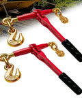 Heavy Duty Ratchet Chain Binders Five Sixteenth Inch To Three Eighth Inch, 2 Pack With Clevis Hooks, 5,400 Lb Working Load
