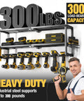 Built Tough Power Tool Organizer Wall Mount For Garage And Workshop, 32 Inch With 8 Slots, shown with tools and 300 lbs capacity