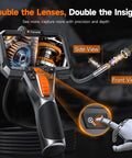 Dual Lens Articulating Borescope With 1080P Endoscope Camera, Two Way Flex Probe, 5.3ft Semi Rigid Cable For Engines, Pipes, HVAC Ducts And Industrial Equipment See Hidden Damage Clearly. handheld inspection camera with side and front view display