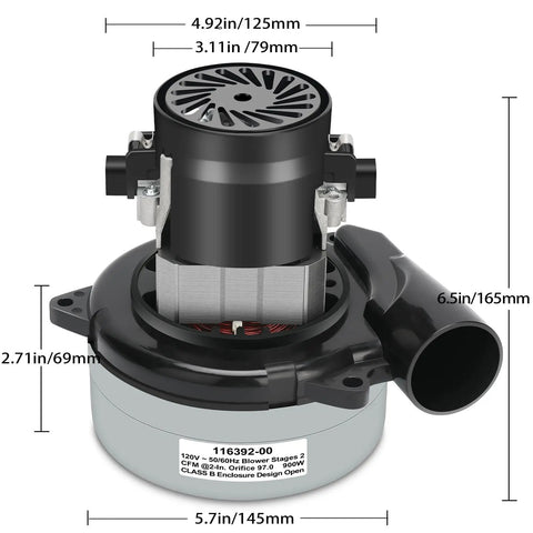 Powerful 5.7 Inch Two Stage 120V Vacuum Motor Replacement for central vacuum systems boat lifts and industrial cleaning