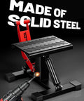 Heavy Duty Dirt Bike Stand With 1000 Lb Capacity Lift Jack Hoist Height Adjustable Table Made of solid steel with drill