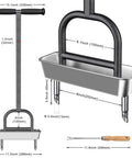 Manual Lawn Core Aerator With Stainless Steel Core Plugs And Storage Tray shown with measurement details