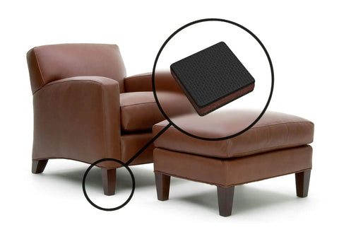 Non Slip GorillaPads 2 Inch Square Furniture Pads Grippers Set Of 8 Black Leg Floor Protectors under chair and ottoman