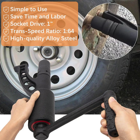 Heavy Duty Torque Multiplier Wrench Set With 1 Inch Drive And 8 CR-V Sockets Labor Saving Lug Nut Remover Tool Kit demo on wheel