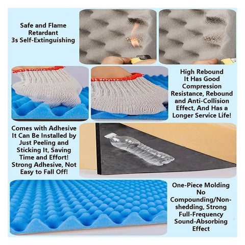 Heavy Duty Self Adhesive Soundproofing Foam Sheet, 3CM Thick Acoustic Insulation Roll, Fire Retardant Noise Dampening Mat For Home Studio And Cinema, Black, Pro Level Quality, Straight Up Top Tier, highlighting flame retardant properties.