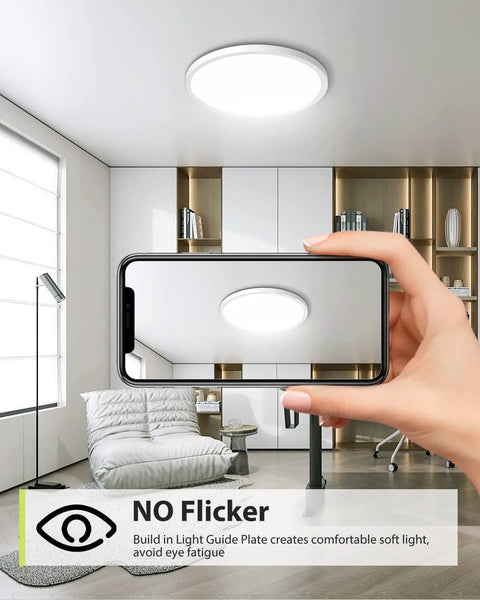 4 Pack Flush Mount LED Ceiling Light Fixture White 12 Inch 28W Dimmable With 3000K 4500K 6000K Color Temperature 3200 Lumens Low Profile